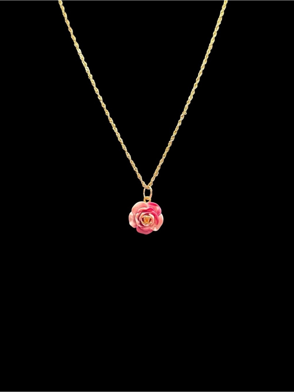 Pink Gradient Camellia Pendant Necklace - Pink - Picture 2 of 3